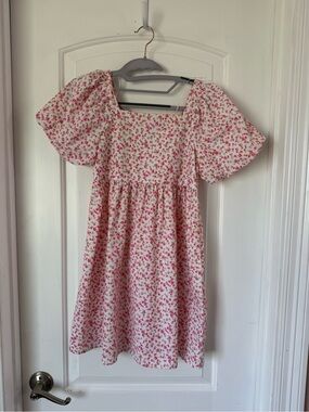 Copper Key Floral Puff-Sleeve Girls Dress, 12-14